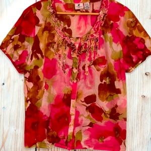 Caribbean Joe Ruffled Top 100% Cotton